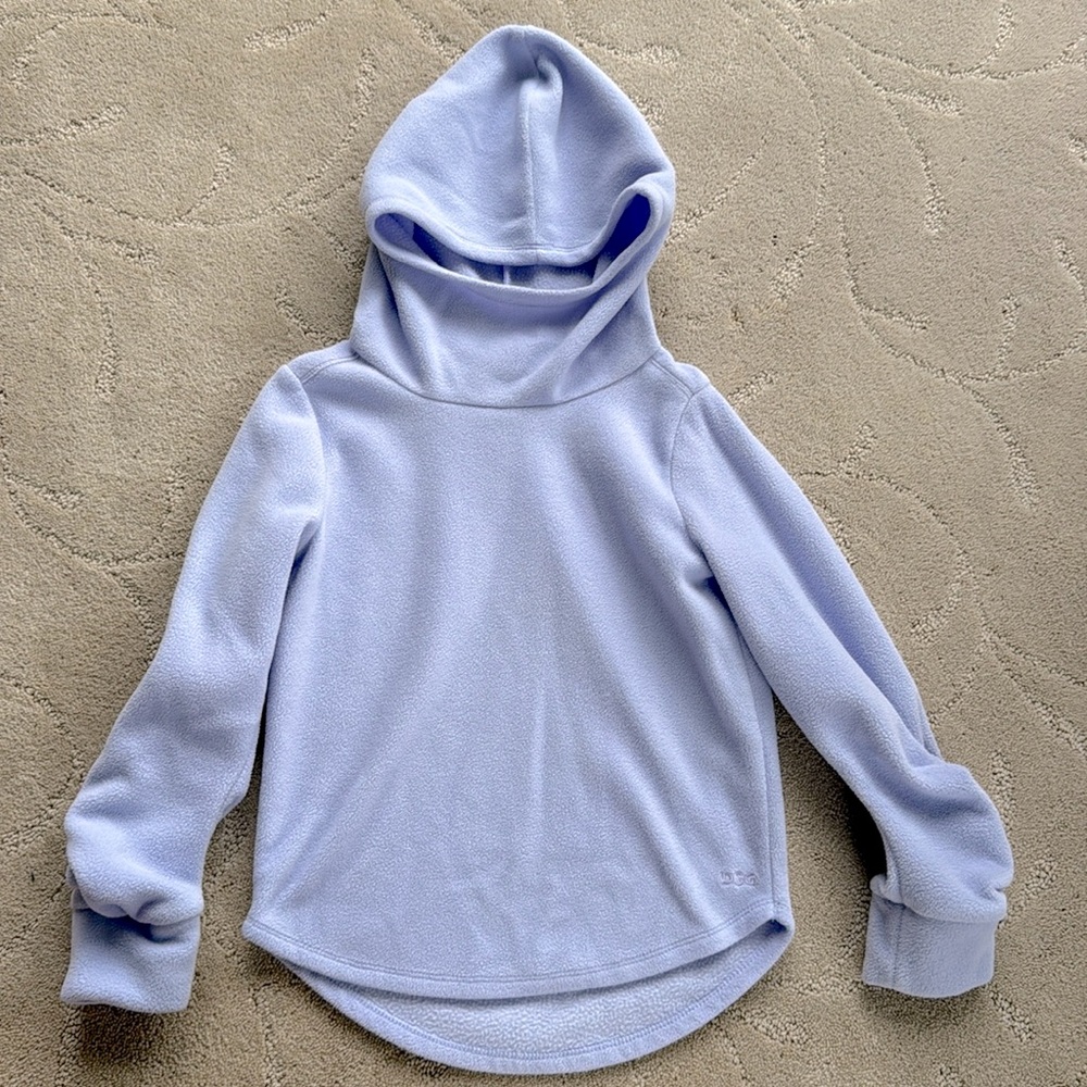DSG Girls Light Purple Fleece Pullover Hoodie with Rushed Sleeves, Size XS